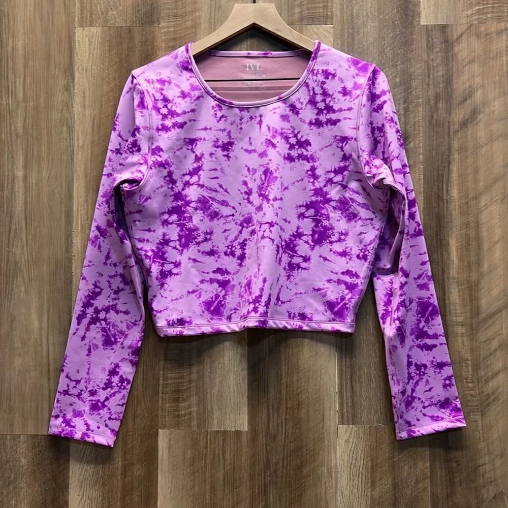 IVL - Purple Tie Dye Long Sleeve Crop Top